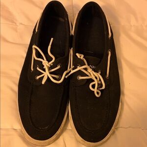 Nautical Black Canvas Men's Boat Shoes